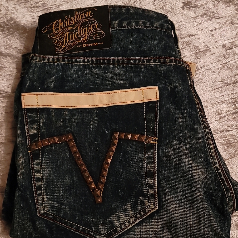 (Rare) Christian Audigier Men's 36 Blue Jeans - Picture 2 of 16